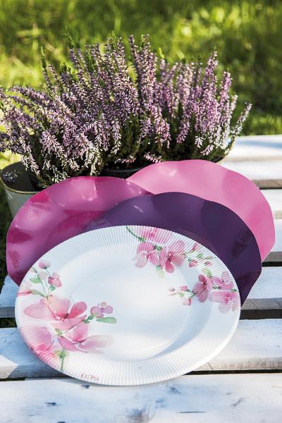 PIATTO DESSERT RIGHE PINK FLOWERS Ex.Tra.™ 3 PIATTO DESSERT RIGHE PINK FLOWERS Ex.Tra.™