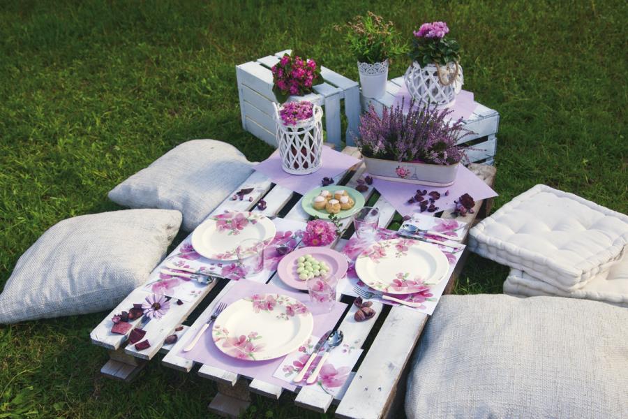 PIATTO DESSERT RIGHE PINK FLOWERS Ex.Tra.™ 2 PIATTO DESSERT RIGHE PINK FLOWERS Ex.Tra.™