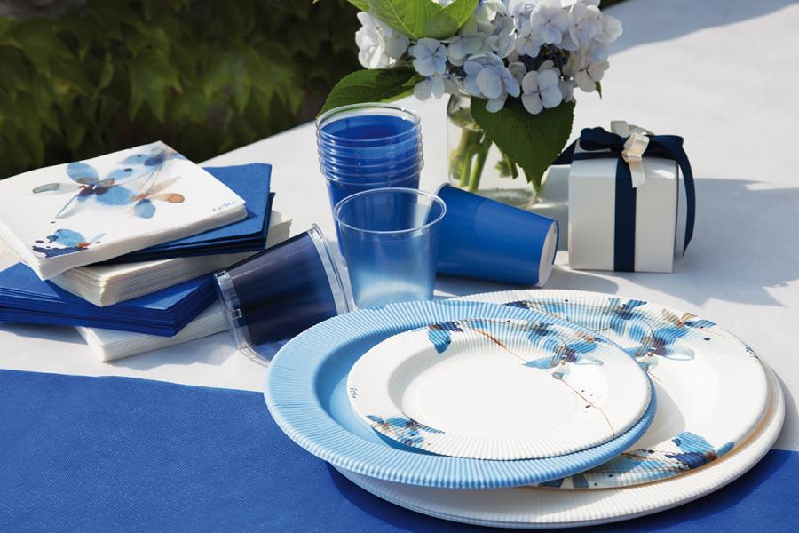 PIATTO DESSERT Ø21 cm. RIGHE BLUE FLOWERS Ex.Tra.™ pZ.8 2 PIATTO DESSERT Ø21 cm. RIGHE BLUE FLOWERS Ex.Tra.™ pZ.8
