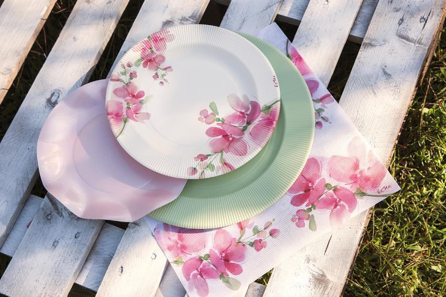 PIATTO PIANO RIGHE PINK FLOWERS Ex.Tra.™ 4 PIATTO PIANO RIGHE PINK FLOWERS Ex.Tra.™