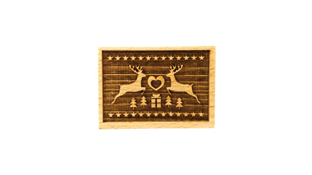 TIMBRO LEGNO RETTANGOLARE 70x50 mm. MAGIC CHRISTMAS pz.1