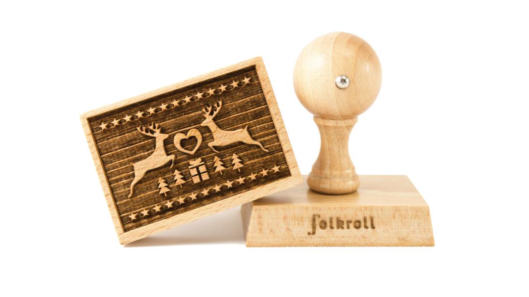 TIMBRO LEGNO RETTANGOLARE 70x50 mm. MAGIC CHRISTMAS pz.1