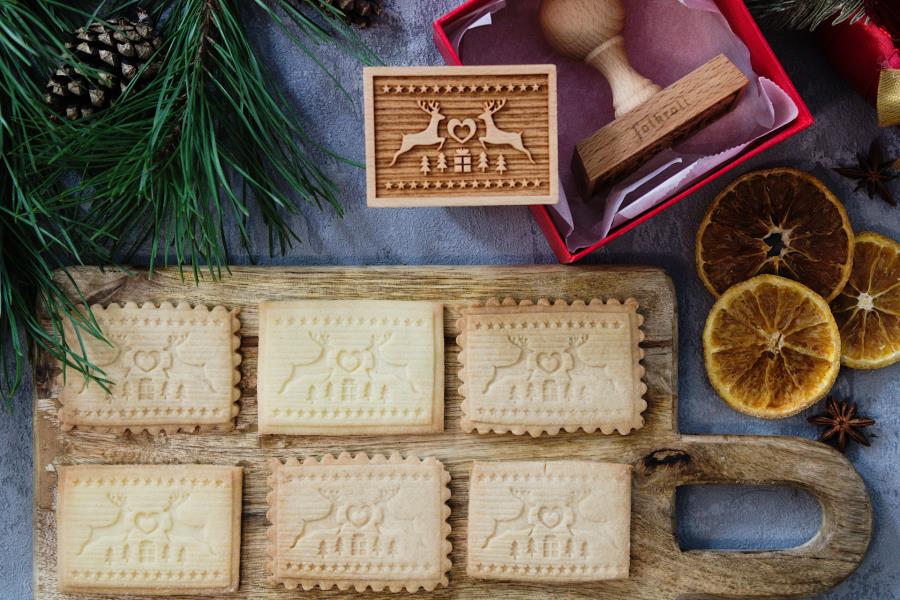 TIMBRO LEGNO RETTANGOLARE 70x50 mm. MAGIC CHRISTMAS pz.1