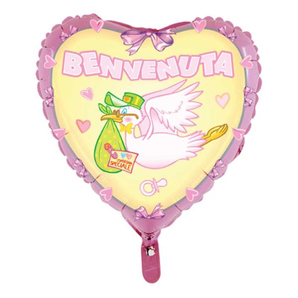 PALLONCINO MYLAR 36'' CUORE BENVENUTA CM.80 1 PALLONCINO MYLAR 36'' CUORE BENVENUTA CM.80