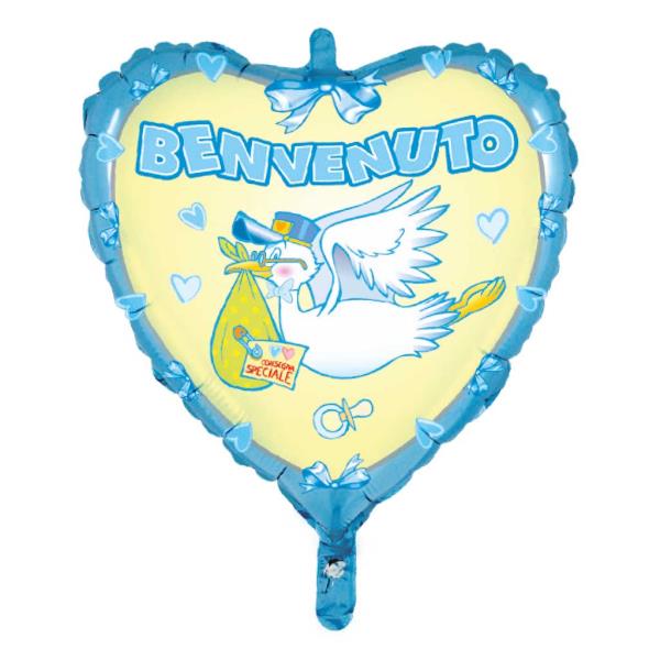 PALLONCINO MYLAR 18'' CUORE BENVENUTO 1 PALLONCINO MYLAR 18'' CUORE BENVENUTO