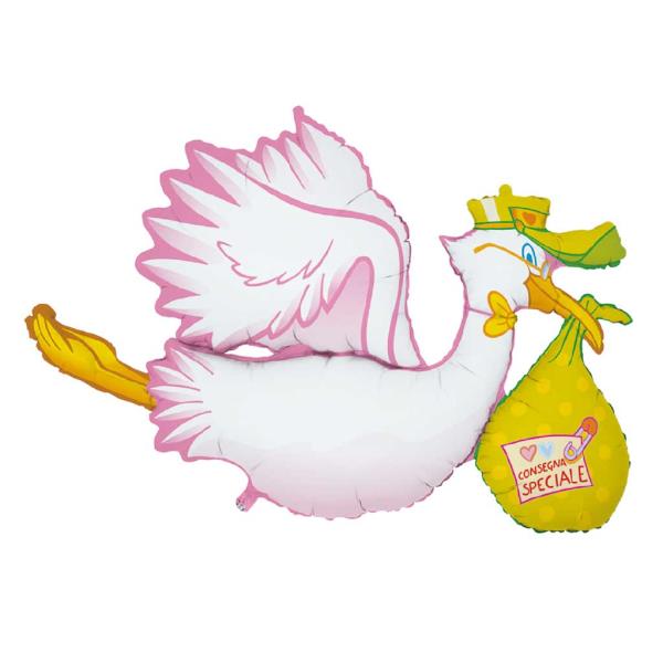 PALLONCINO MYLAR CICOGNA ROSA