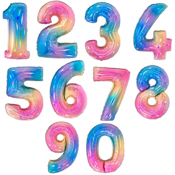 PALLONCINO MYLAR RAINBOW IRIDESCENTE CM.102 DAL NUMERO 0 AL NUMERO 9 1 PALLONCINO MYLAR RAINBOW IRIDESCENTE CM.102 DAL NUMERO 0 AL NUMERO 9