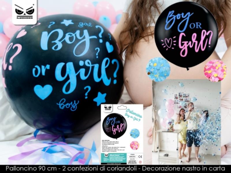 PALLONCINO IT'S A BOY IT' A GIRL CON CORIANDOLI AZZURRI E ROSA 1 PALLONCINO IT'S A BOY IT' A GIRL CON CORIANDOLI AZZURRI E ROSA