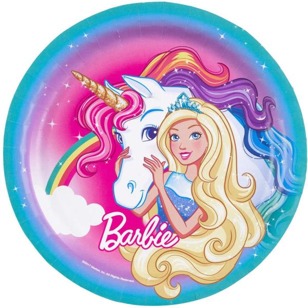 PIATTO Ø23 cm. BARBIE DREAMTOPIA UNICONO pz.8 1 PIATTO Ø23 cm. BARBIE DREAMTOPIA UNICONO pz.8