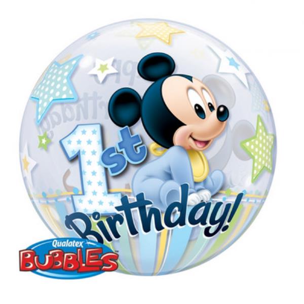 PALLONCINO BUBBLE 22" MICKEY 1° COMPLEANNO 1 PALLONCINO BUBBLE 22" MICKEY 1° COMPLEANNO