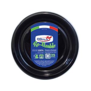 PIATTO FONDO PLASTICA NERO pz.25