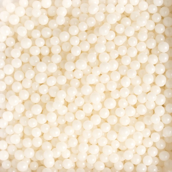 PERLE DI ZUCCHERO BIANCO BRILLANTE Ø 5 mm GR.100 3 PERLE DI ZUCCHERO BIANCO BRILLANTE Ø 5 mm GR.100