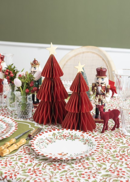 DECORAZIONI IN CARTA ALBERO ROSSO CON STELLA 10 cm. PZ.4 4 DECORAZIONI IN CARTA ALBERO ROSSO CON STELLA 10 cm. PZ.4