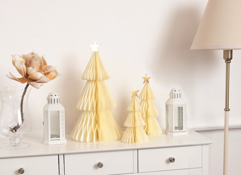 DECORAZIONI IN CARTA ALBERO AVORIO CON STELLA 10 cm. PZ.4 2 DECORAZIONI IN CARTA ALBERO AVORIO CON STELLA 10 cm. PZ.4