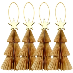 DECORAZIONI IN CARTA ALBERO KRAFT CON STELLA 10 cm. PZ.4