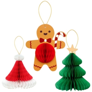 DECORAZIONI IN CARTA OMINO PAN DI ZENZERO ALBERO BABBO NATALE 14 cm. PZ.3