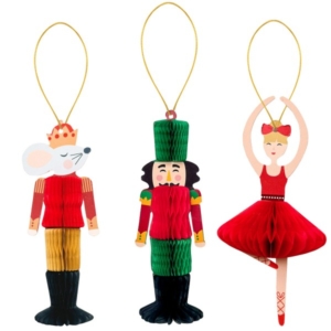 DECORAZIONI IN CARTA SCHIACCIANOCI BALLERINA SOLDATINO 14 cm. PZ.3