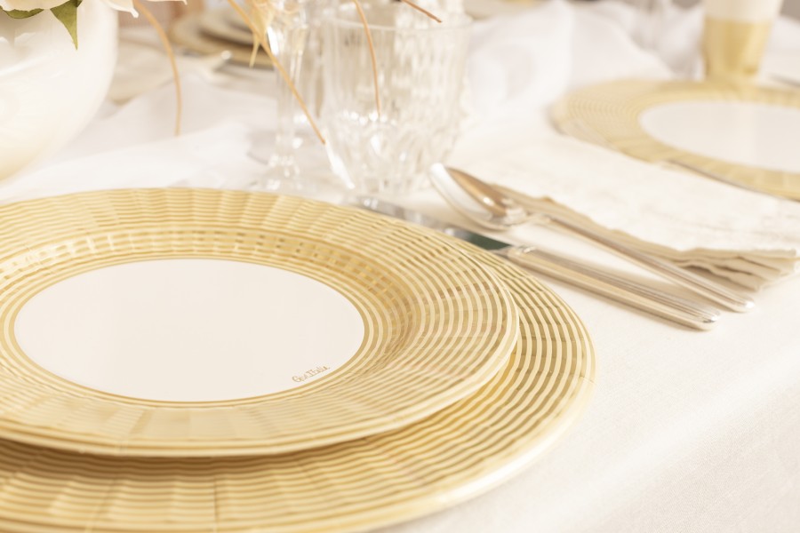 PIATTO PIANO ROUND Ø27 cm. ELEGANCE ORO PZ.8 2 PIATTO PIANO ROUND Ø27 cm. ELEGANCE ORO PZ.8