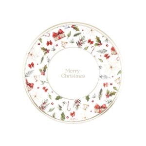 PIATTO DESSERT ROUND SHAPE Ø21 cm. COMPOSTABILE A LITTLE CHRISTMAS PZ.8