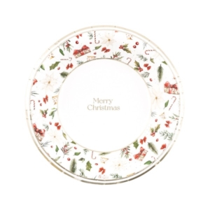 PIATTO FONDO ROUND Ø24 cm. COMPOSTABILE A LITTLE CHRISTMAS pz.8