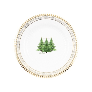 PIATTO DESSERT ROUND SHAPE Ø21 cm. COMPOSTABILE GOLD TREES PZ.8
