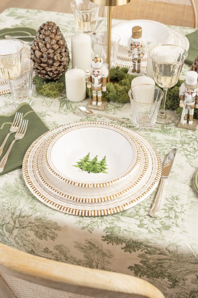 PIATTO PIANO ROUND Ø27 cm. COMPOSTABILE GOLD TREES PZ.8 3 PIATTO PIANO ROUND Ø27 cm. COMPOSTABILE GOLD TREES PZ.8