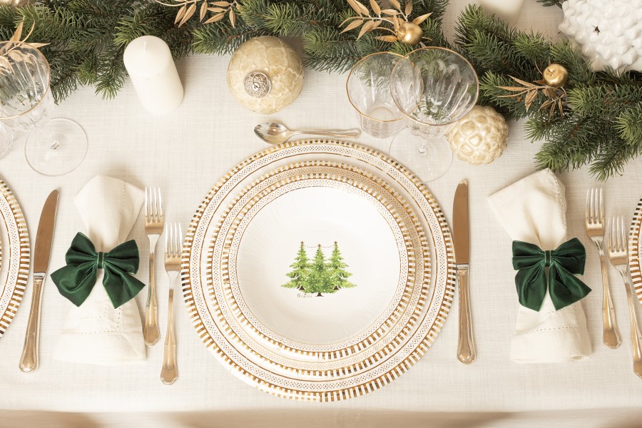 PIATTO PIANO ROUND Ø27 cm. COMPOSTABILE GOLD TREES PZ.8 2 PIATTO PIANO ROUND Ø27 cm. COMPOSTABILE GOLD TREES PZ.8