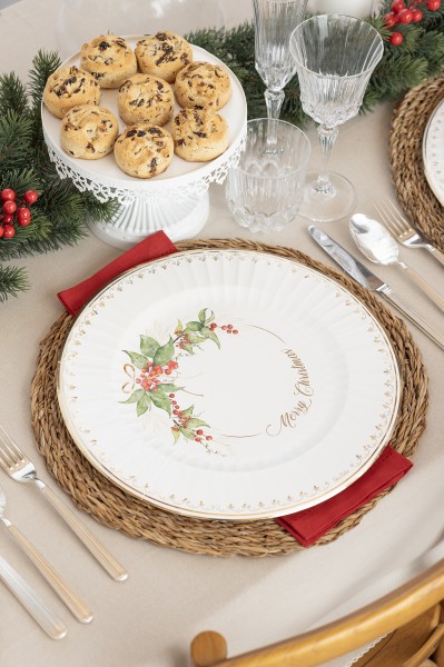 PIATTO FONDO ROUND SHAPE Ø24 cm. COMPOSTABILE GOLD GARLAND pz.8 2 PIATTO FONDO ROUND SHAPE Ø24 cm. COMPOSTABILE GOLD GARLAND pz.8