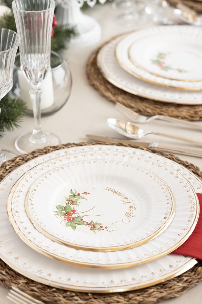 PIATTO DESSERT ROUND SHAPE Ø21 cm. COMPOSTABILE GOLD GARLAND PZ.8 3 PIATTO DESSERT ROUND SHAPE Ø21 cm. COMPOSTABILE GOLD GARLAND PZ.8