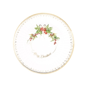 PIATTO DESSERT ROUND SHAPE Ø21 cm. COMPOSTABILE GOLD GARLAND PZ.8