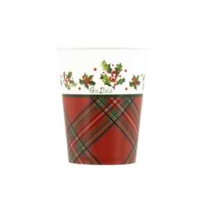 BICCHIERE IN CARTONCINO 250 cc. SCOTTISH CHRISTMAS PZ.8
