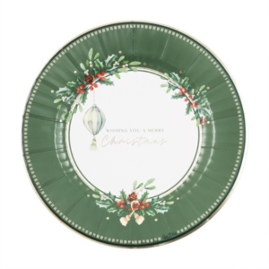 PIATTO PIANO ROUND Ø27 cm. COMPOSTABILE MERRY CHRISTMAS TO YOU PZ.8