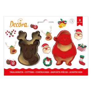 SET 2 TAGLIAPASTA IN PLASTICA BABBO NATALE E RENNA
