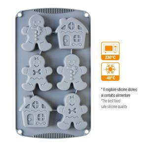 STAMPO IN SILICONE GINGERBREAD 6 CAVITA' 2 STAMPO IN SILICONE GINGERBREAD 6 CAVITA'