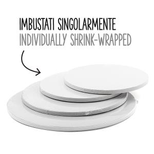 SOTTOTORTA TONDI CARTONE/ALLUMINIO BIANCHI H.1,2 DISPONIBILI IN VARIE MISURE pz.1 2 SOTTOTORTA TONDI CARTONE/ALLUMINIO BIANCHI H.1,2 DISPONIBILI IN VARIE MISURE pz.1
