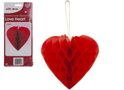 DECORAZIONE PENDENTE CUORE ROSSO 3D 23 cm. pz.1