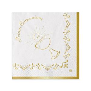 TOVAGLIOLO 25x25 cm. COMUNIONE GOLD METAL pz.20 fine serie 1 TOVAGLIOLO 25x25 cm. COMUNIONE GOLD METAL pz.20 fine serie