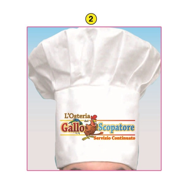 CAPPELLO CUOCO GALLO SCOPATORE pz.1 1 CAPPELLO CUOCO GALLO SCOPATORE pz.1