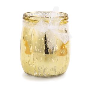 VASETTO VETRO ORO NASTRO ORGANZA BIANCO
