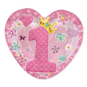 Home 43 PIATTO CUORE 1 COMPLEANNO ROSA pz.8