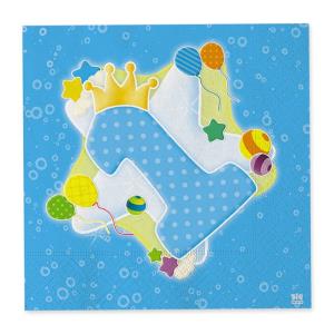 TOVAGLIOLO 33x33 cm. STELLA 1 COMPLEANNO CELESTE pz.20
